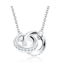 Double Circle Style Silver Necklace SPE-1281