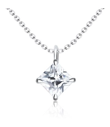 Beautiful Crystal Shape Silver Necklace SPE-1296-5