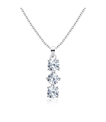 Gorgeous Three Crystal Silver Necklace SPE-1366