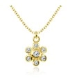 Rhinestone on Flower Shape Silver Necklace SPE-2045