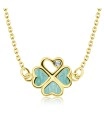Cloverleaf with Enamel and Rhinestone Silver Necklace SPE-2050