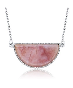 Peach Jade Necklace Silver SPE-2140