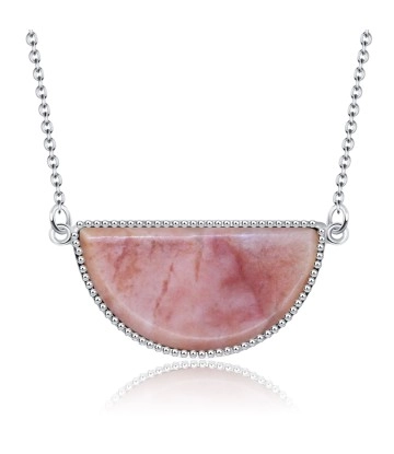 Peach Jade Necklace Silver SPE-2140