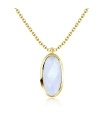 Oval Blue Chalcedony Silver Necklace SPE-2264