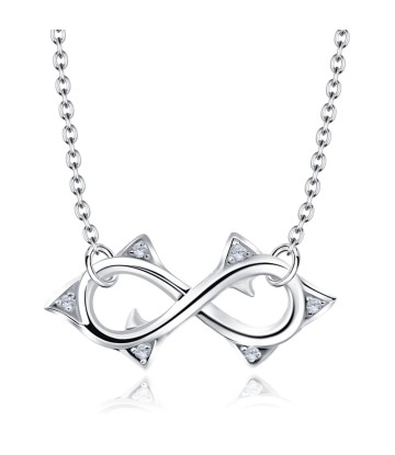 Infinity Shaped Crystal CZs Silver Necklace SPE-2463