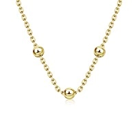 Gold Plated Tiny 3mm Balls Silver Necklace SPE-2476-GP