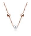 White Pearl and 3mm Balls Silver Necklace SPE-2477