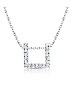 ฺSquare with Crystal Shaped Silver Necklace SPE-2878