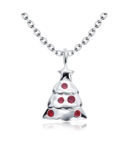 Christmas Tree Designed Silver Necklace SPE-5219