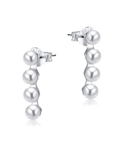 Straight Line with Pearl Silver Ear Stud STS-5267